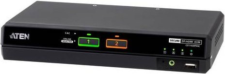 ATEN CS1142DPH4C Universal Secure KVM Switch mit 2 USB-Ports, Dual Bildschirm Unterstützung für 5K Auflösung via DisplayPort und HDMI sowie integriertem Cardreader in Schwarz - Bild 1