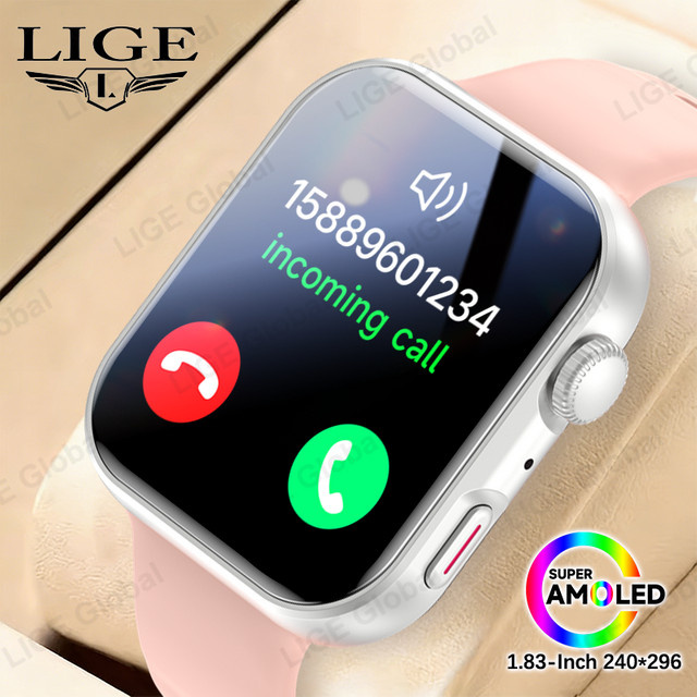 LIGE Smartwatch, AMOLED-Bildschirm, Silikon, Schwarz - Bild 1