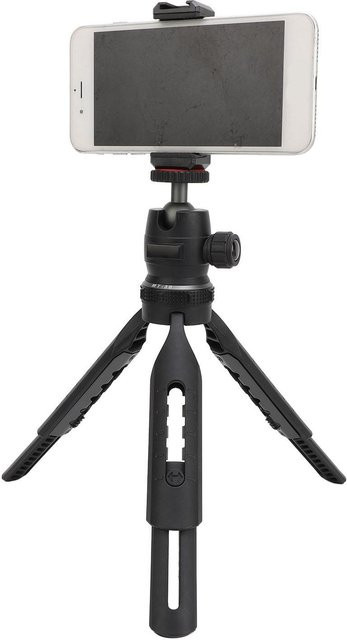 Koogeelife Mini-Handystativ aus Aluminiumlegierung und ABS mit 360 Grad Kugelkopf, Cold Shoe 14 Anschluss, Schwarz - Bild 1