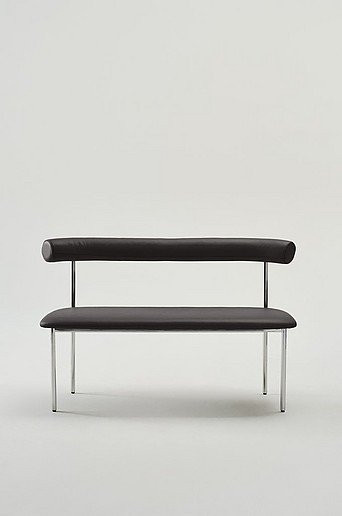 Jotex CATALINA Zweisitzer-Sofa in Schwarz mit Lederbezug und Schaumstoffpolsterung B/T/H: 130 x 77 x 58 cm - Bild 1