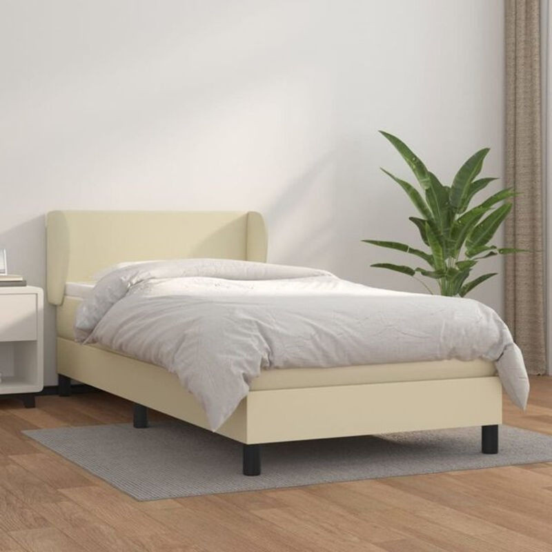 vidaxl Boxspringbett mit Matratze in Beige aus Kunstleder und Massivholz B/T/H: 80 x 200 cm - Bild 1