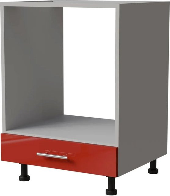 Feldmann-Wohnen Herdumbauschrank Brerra D11K/60 in Grau und Karminrot Hochglanz B/T/H: 60 x 50 x 82 cm - Bild 1