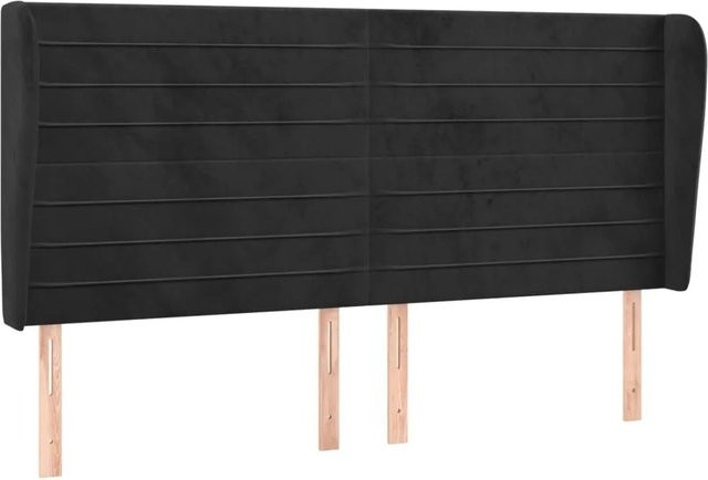 vidaXL Kopfteil mit Ohren in Schwarz aus Samt, B/T/H: 203 x 23 x 118/128 cm - Bild 1
