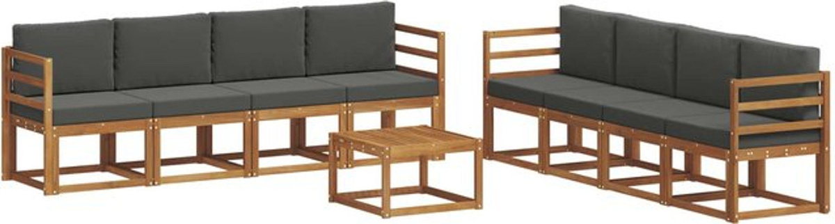 Modernes Outdoor-Sofagarnitur Loungemöbel Set aus Akazien-Massivholz mit 9-teiligen Kissen von vidaXL in Natur und Anthrazit - Bild 1