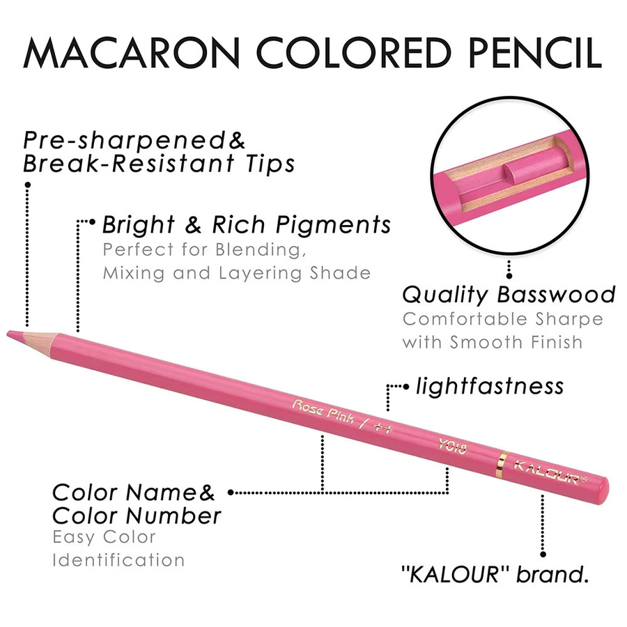 KALOUR Macaron Farbstifte Set mit 50 Pastellfarben, professionelle Soft-Touch Zeichenstifte für Künstler in Multicolour - Bild 2