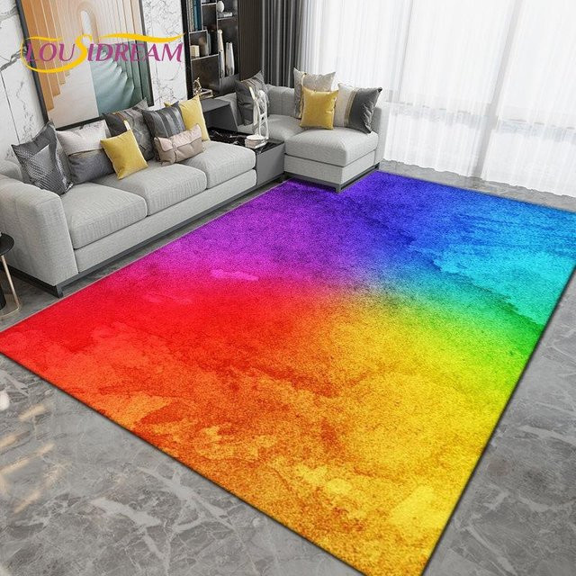 YangJOJO Teppich mit Regenbogen-Chromatik-Farbillusion in Multicolour, moderner abstrakter Design-Teppich aus Polyester, rutschfest und waschbar, B/T: 120 x 80 cm - Bild 1