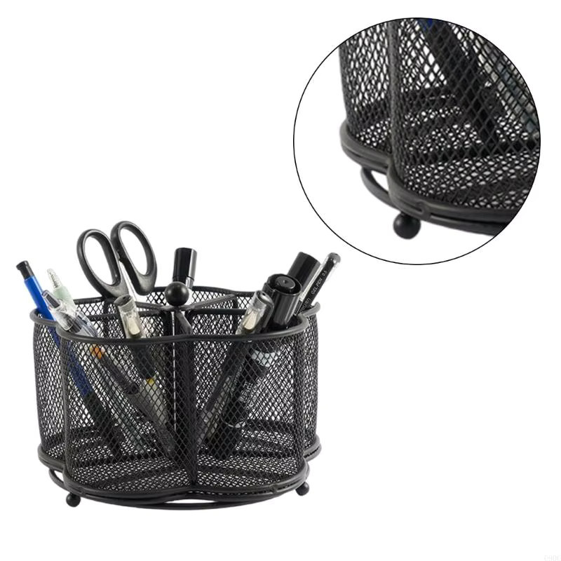 C90C Metal Mesh Schreibtisch-Organizer mit 5 Fächern und Schlüsselbundhaken für dein Büro - Bild 2