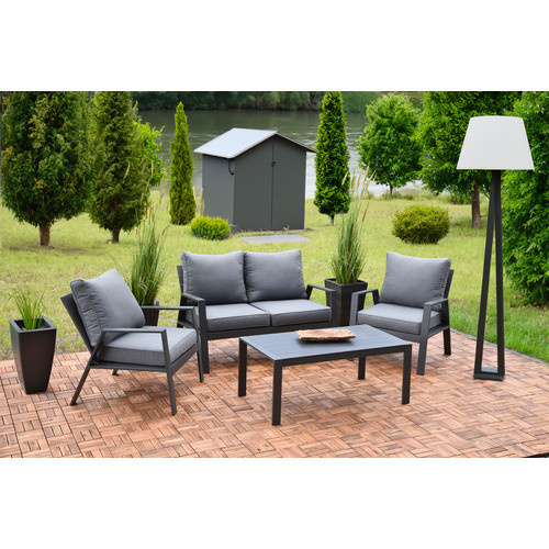 GARDEN PLEASURE Loungeset Victoria mit 4 Sitzplätzen, inklusive Auflagen und Kissen, grau/anthrazit, aus pulverbeschichtetem Aluminium - Bild 3