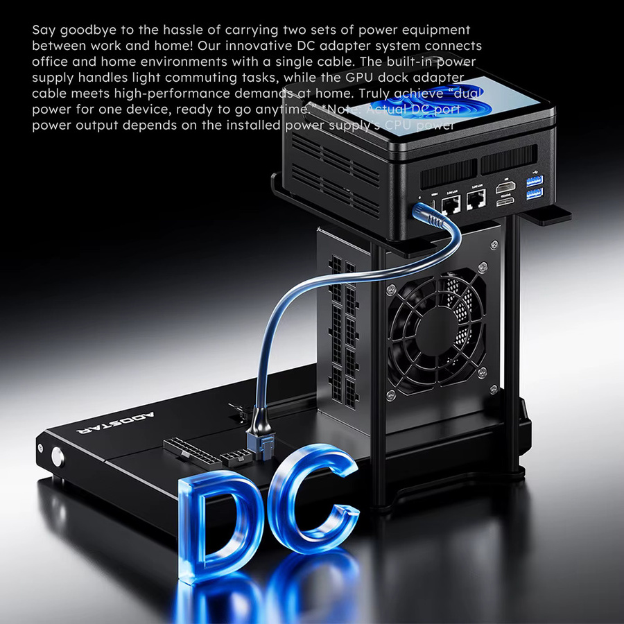 AOOSTAR EG01 EGPU-Dock mit Oculink und Thunderbolt 5 Anschluss für externe Grafikkarten PCIe 4.0x4 Schwarz - Bild 3