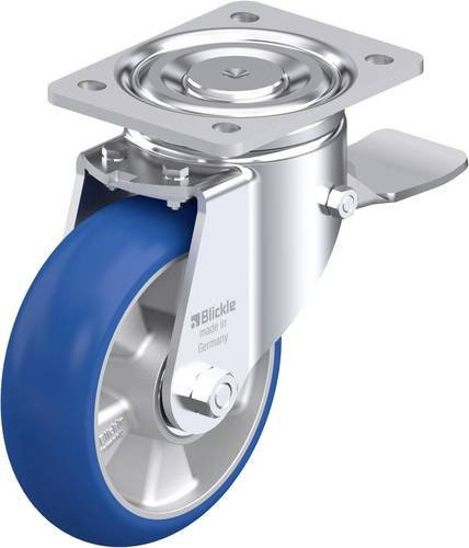 Blickle Stahlblech-Lenkrolle LH-ALBS 160K-ST-CO in Silber und Blau mit 160 mm Rad-Durchmesser und 580 kg Tragfähigkeit - Bild 1