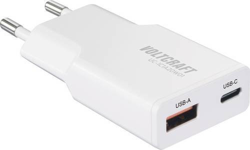 VOLTCRAFT USB Ladegerät 20W mit 1x USB-A und 1x USB-C Fast Charge, USB PD 3.0, GaN Technologie, Weiß - Bild 1