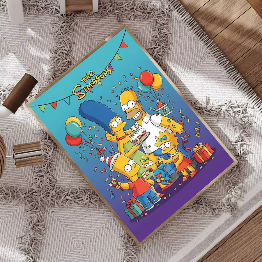 Vintage Anime Poster Simpsons Cartoon Wandkunst Illustration auf weißem Kraftpapier in Multicolour - Bild 4