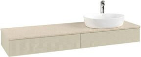 Villeroy & Boch Antao Waschtischunterschrank mit Frontstruktur und LED-Beleuchtung, Grau lackiert, B: 160 cm, T: 50 cm - Bild 1