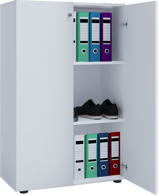 VCM Büroschrank Lona in Weiß mit Drehtüren und Holzstruktur-Nachbildung, B/T/H: 70 x 40 x 105 cm - Bild 1