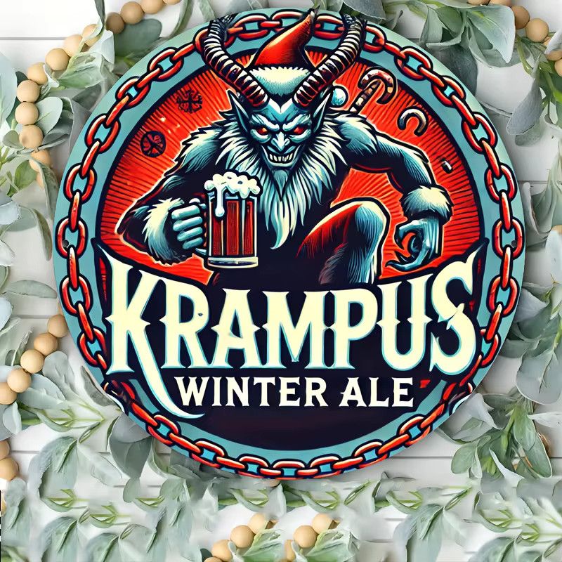 Rundes Aluminium-Wandschild Krampus Winter Ale im Vintage-Stil von Potdemiel zum Aufhängen - Bild 2
