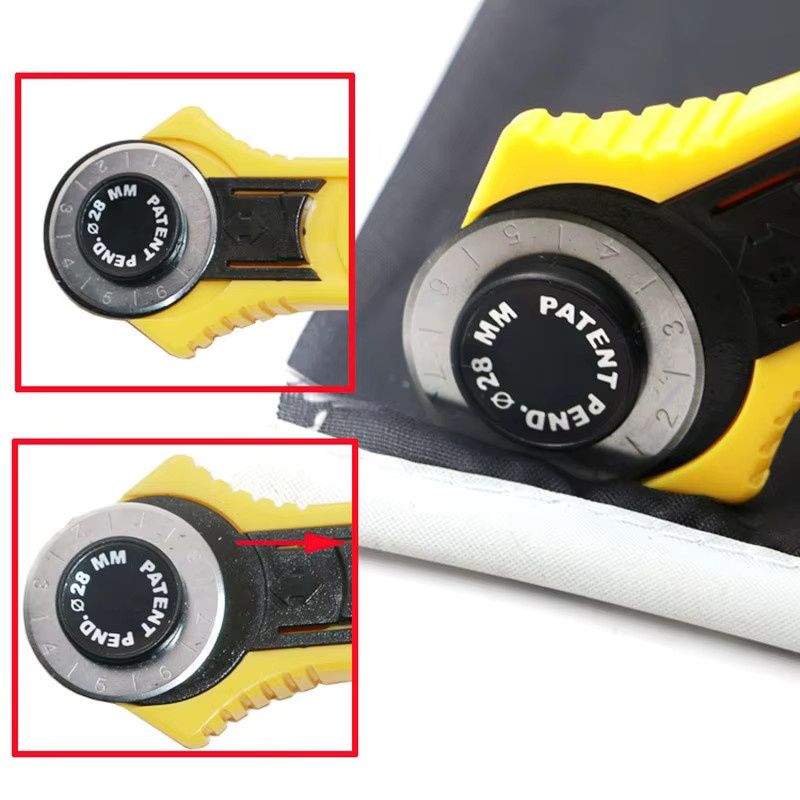 Rollschneider für Patchwork und DIY-Handwerk mit 28 mm Durchmesser in Gelb - Bild 2