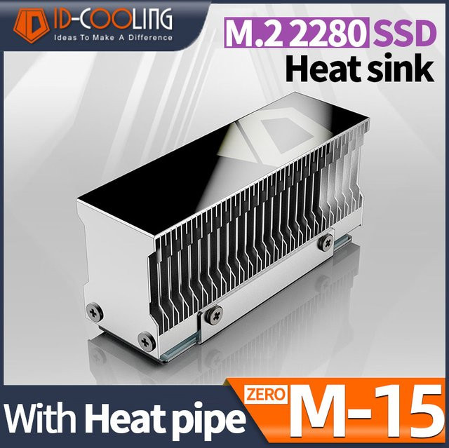 ID-COOLING ZERO M15 A1 M.2 2280 SSD Kühler Passiver Kühlkörper für NVMe/M.2 in Silber mit Wärmeleitpad - Bild 1