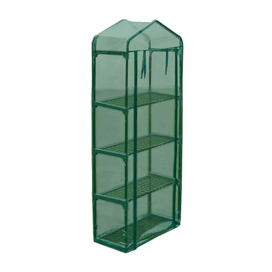 vidaXL Gewächshaus mit 4 Regalen in Grün und Transparent aus pulverbeschichtetem Stahl und PVC mit Reißverschlusstür, B/T/H: 160 x 32 x 220,8 cm - Bild 2