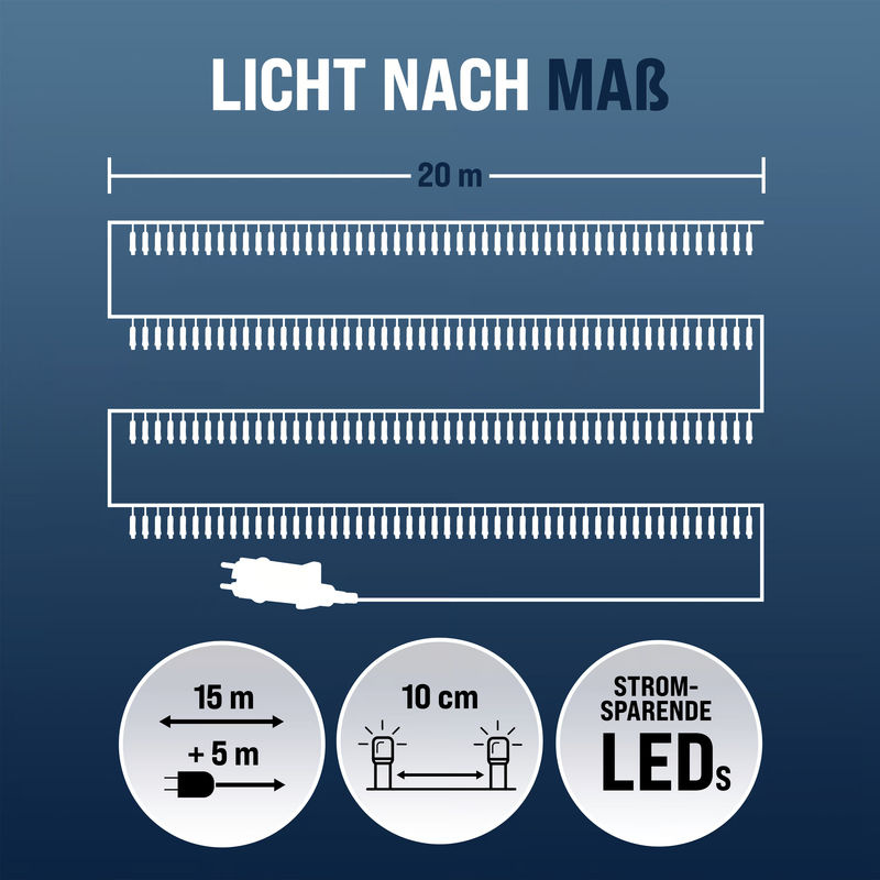 Monzana LED Weihnachts-Lichterkette RGB Mehrfarbig mit Fernbedienung, Timer und Dimmfunktion, 20 m Länge, IP44 wetterfest für Innen- und Außenbereich - Bild 3