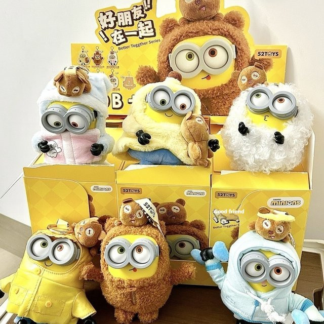 52toys Minions Bob&Tim Good Friend Universal Studios Blind Box, Vinyl Plüschpuppenanhänger - Bild 1