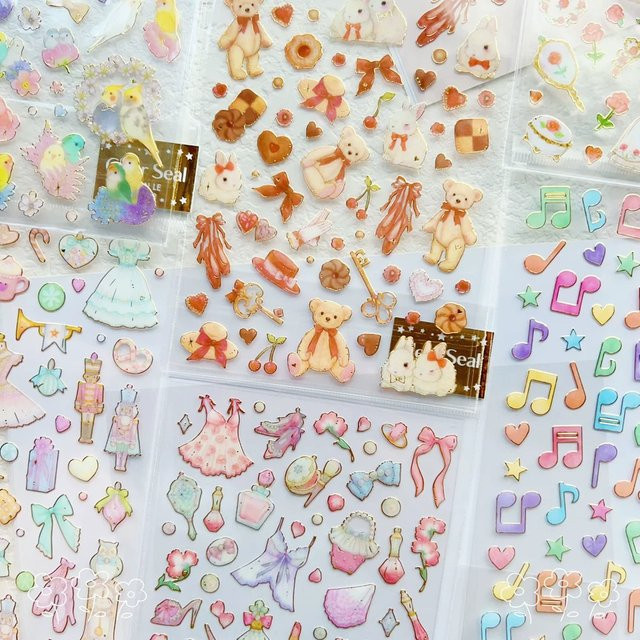 Set aus 3 oder 6 Stück Traumrock Ballett Tiere Aufkleber in Gold und Multicolour für Scrapbooking und DIY Journaling - Bild 1