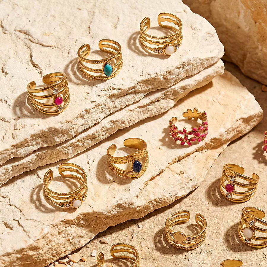Aiovlo Edelstahlring, Gold, Kristall, Damen - Bild 2