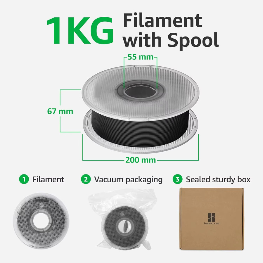 Bambu Lab PLA Tough+ Engineered Filament mit AMS RFID, 1 kg, Gelb/Schwarz - Bild 1