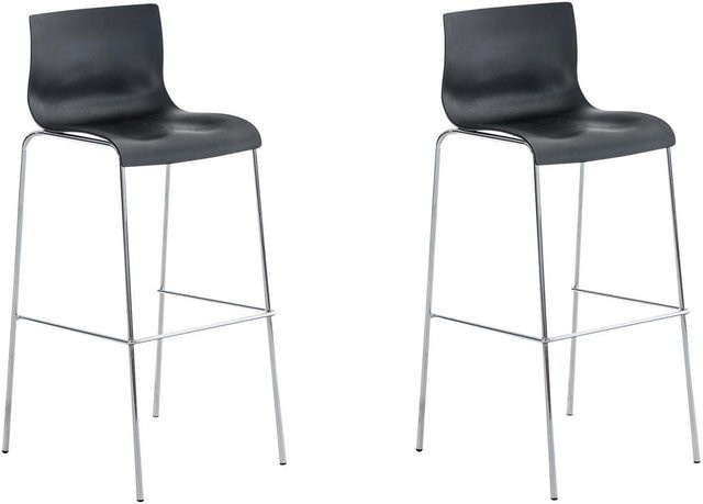 TPFLiving 2er Set Barhocker Hope mit 4-Fuß-Gestell aus Metall in Chromoptik und Kunststoff in Schwarz - Bild 1