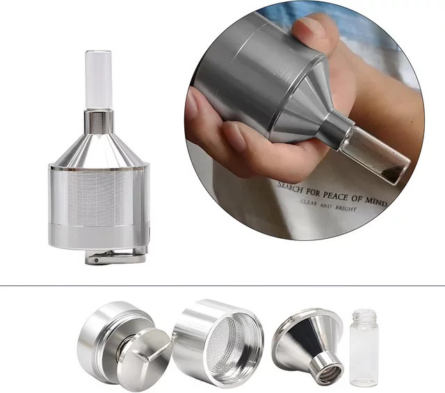 Vmiss Gewürzmühle aus Metall mit Handkurbel und Trichter in Silber - Bild 1