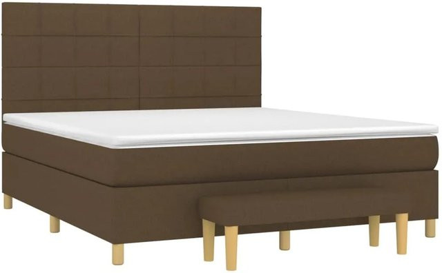 vidaXL Boxspringbett mit Matratze Hybrid-Design in Dunkelbraun und Weiß, B/T/H: 160 x 200 x 128 cm - Bild 1