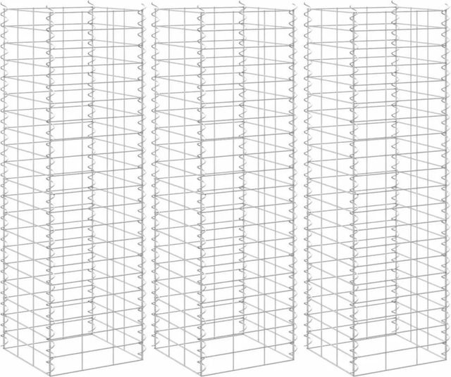 Furnicato Gabionen Hochbeete aus Eisen in Silber, 3er Set, B/T/H: 30 x 30 x 100 cm - Bild 1