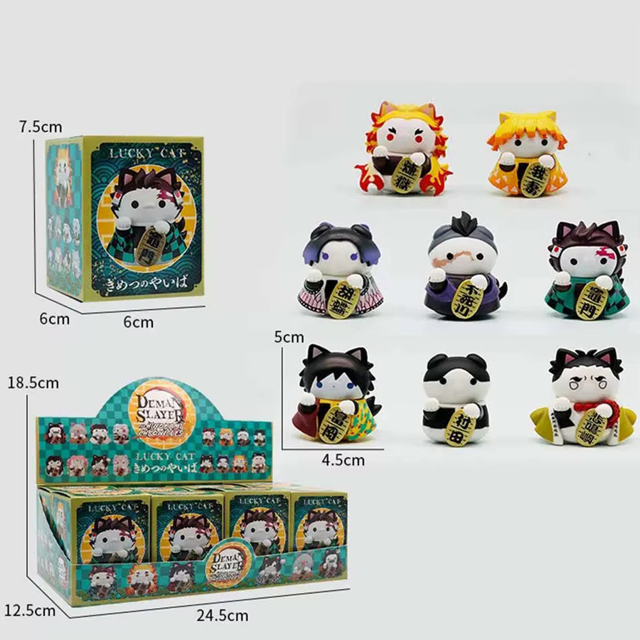 Bandai Demon Slayer Blindbox-Set, 8-teiliges Set, Tanjiro Kamado und Nezuko Cartoon-Figuren, Kunststoff - Bild 2