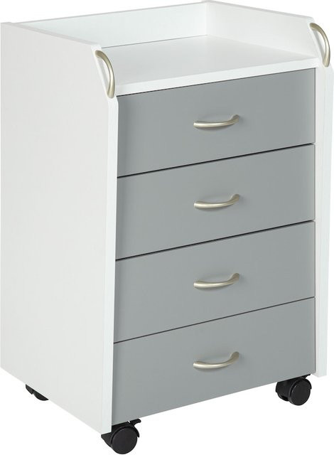 Inter Link Rollcontainer Pronti mit 4 Schubladen und Rollen, Weiss und Grau, B/H/T: 40 x 65 x 36 cm - Bild 1