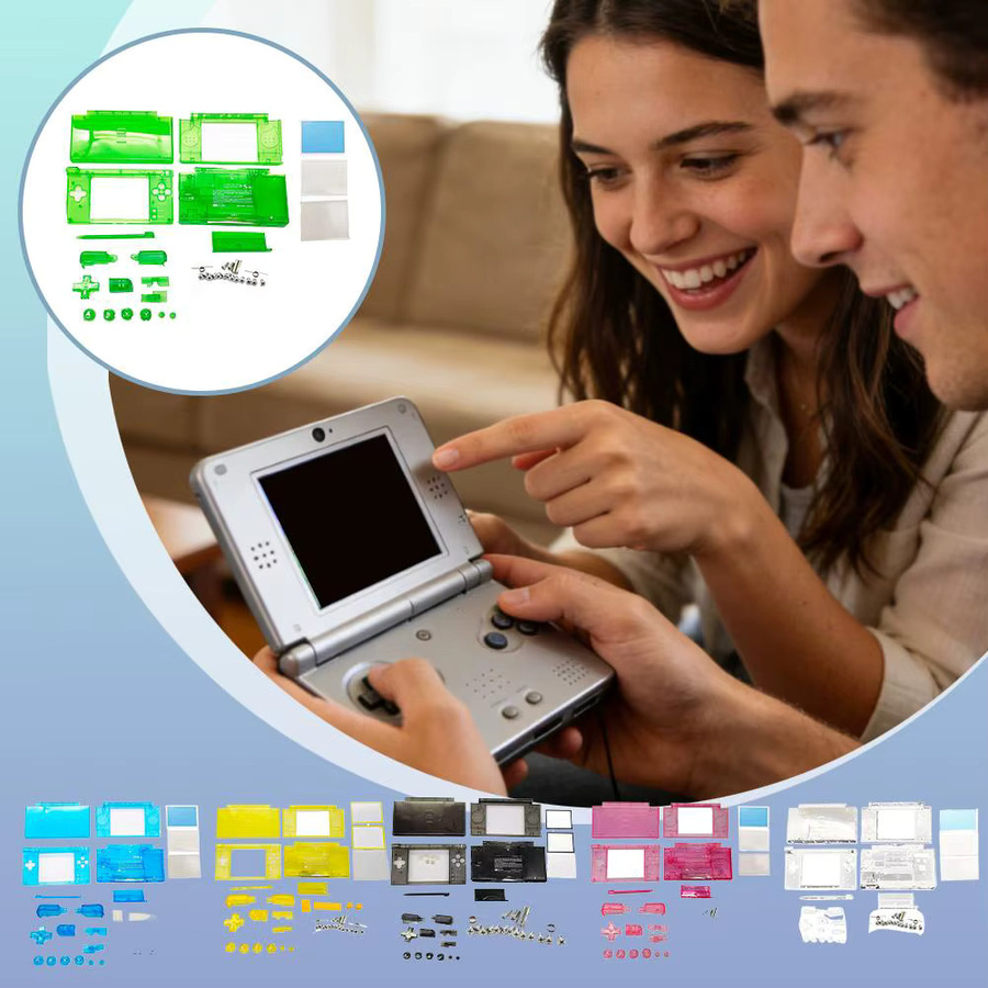 Komplettes Ersatzgehäuse für Nintendo DS Lite NDSL Konsole inklusive Tasten und Schrauben-Set in Transparent - Bild 2