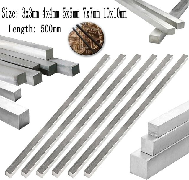 Vierkantstange aus 304 Edelstahl in Silber, Länge: 500 mm - Bild 1