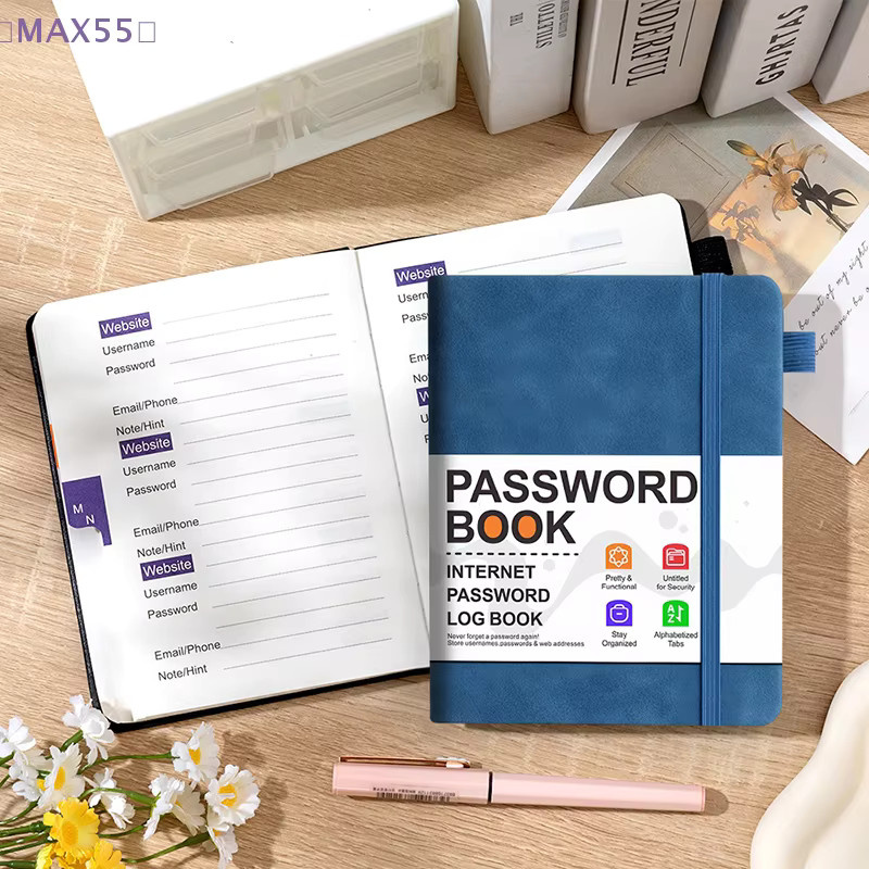 MAX-55 Passwort-Organizer Buch in Grau mit alphabetischen Registerkarten und Hardcover aus Kunstleder - Bild 4