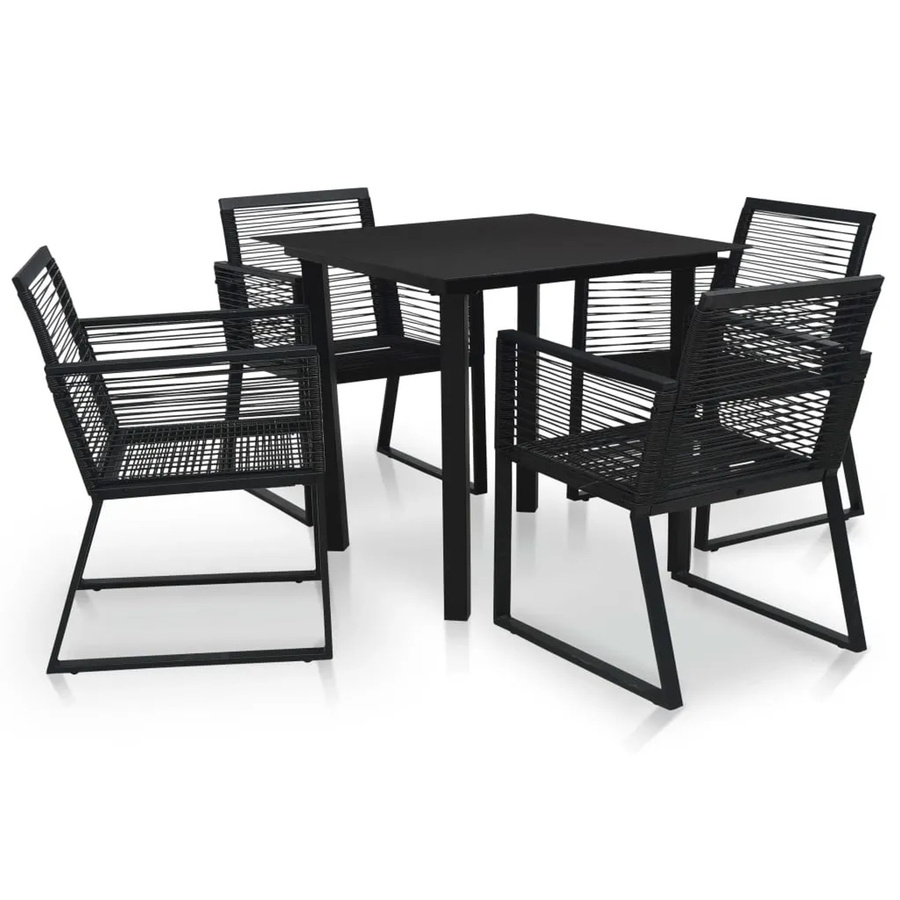 vidaXL 5-tlg Garten-Essgruppe aus PVC-Rattan und Glas in Schwarz - Bild 2