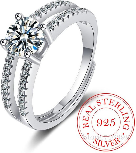 Ehering 925 Silber, Zirkonia, Damen - Bild 1
