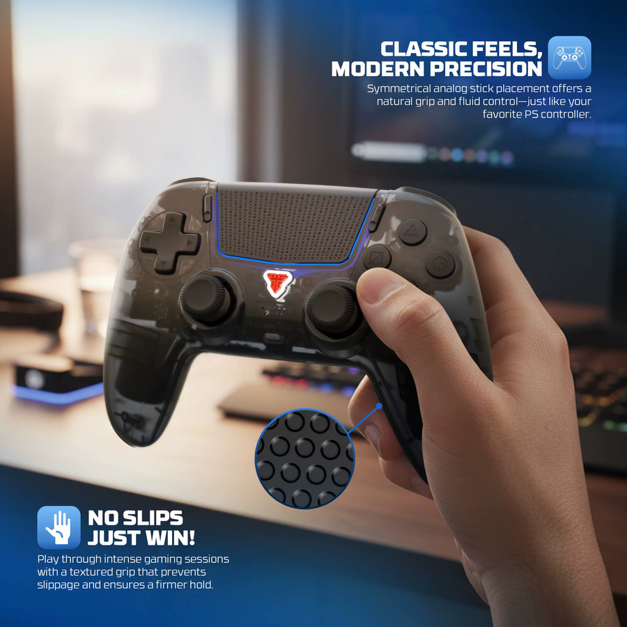 Fantech Nova IID WGP16D BT Kabelloser Gaming-Controller in Grau für PS5, PC, iOS und Android mit Bluetooth, Turbo-Funktion, Dual Sense Vibration und Hall-Joysticks - Bild 4