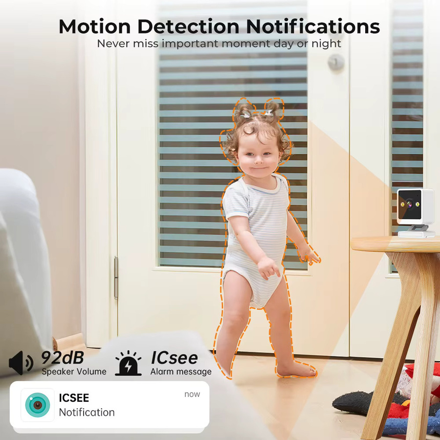 ANBIUX Wifi Baby Monitor mit 1080P Full HD, 2MP Kamera, Bewegungserkennung und Zwei-Wege-Audio, weiß, iCSee App Steuerung - Bild 3
