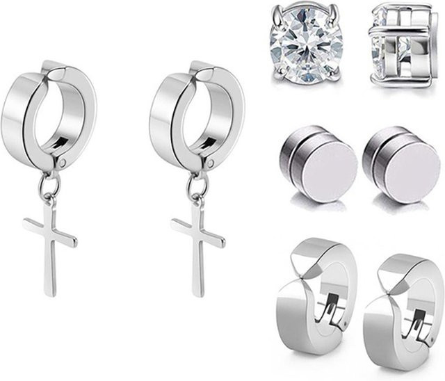 Ohrclip-Set Edelstahl, Kreuz, Silber, Unisex - Bild 1