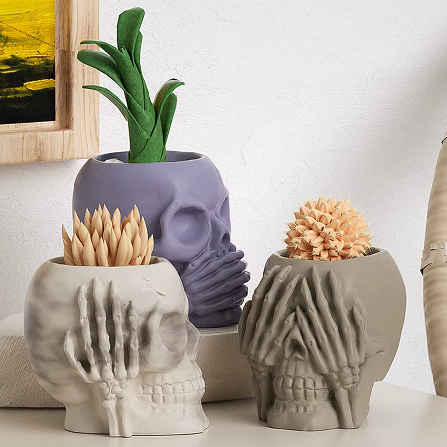 UDOCOOL 3D Schädel Silikonform für DIY Halloween Handwerk und kreative Objekte wie Stifthalter oder Blumentöpfe - Bild 2