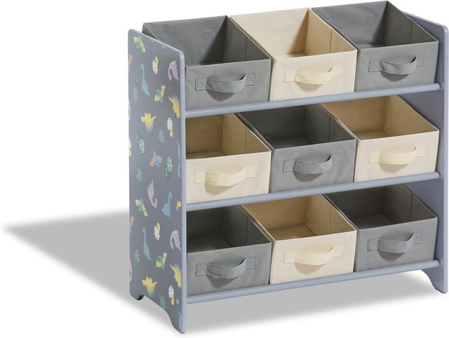 LIVARNO HOME Kinder Aufbewahrungsregal mit Dinomotiv in Grau/Weiß, B/T/H: 62,0 x 30,0 x 65,0 cm - Bild 1