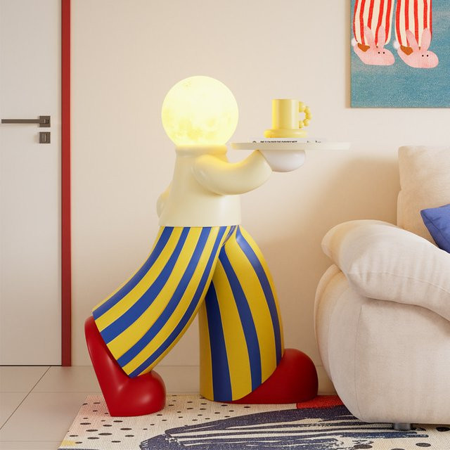 DUTRIEUX Bodenornament in Keramik mit Multicolour-Design und Glaskugel im Memphis-Stil - Bild 1