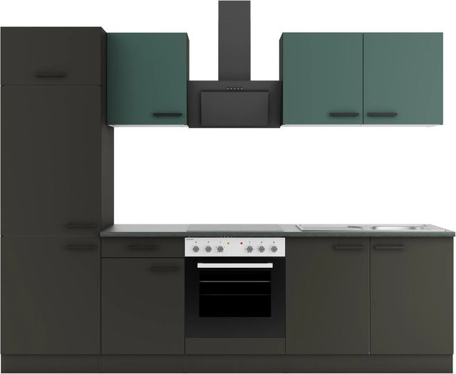 OPTIFIT Küchenzeile Verona405/Madrid420 in Steingrün und Anthrazit, Breite: 270 cm - Bild 1