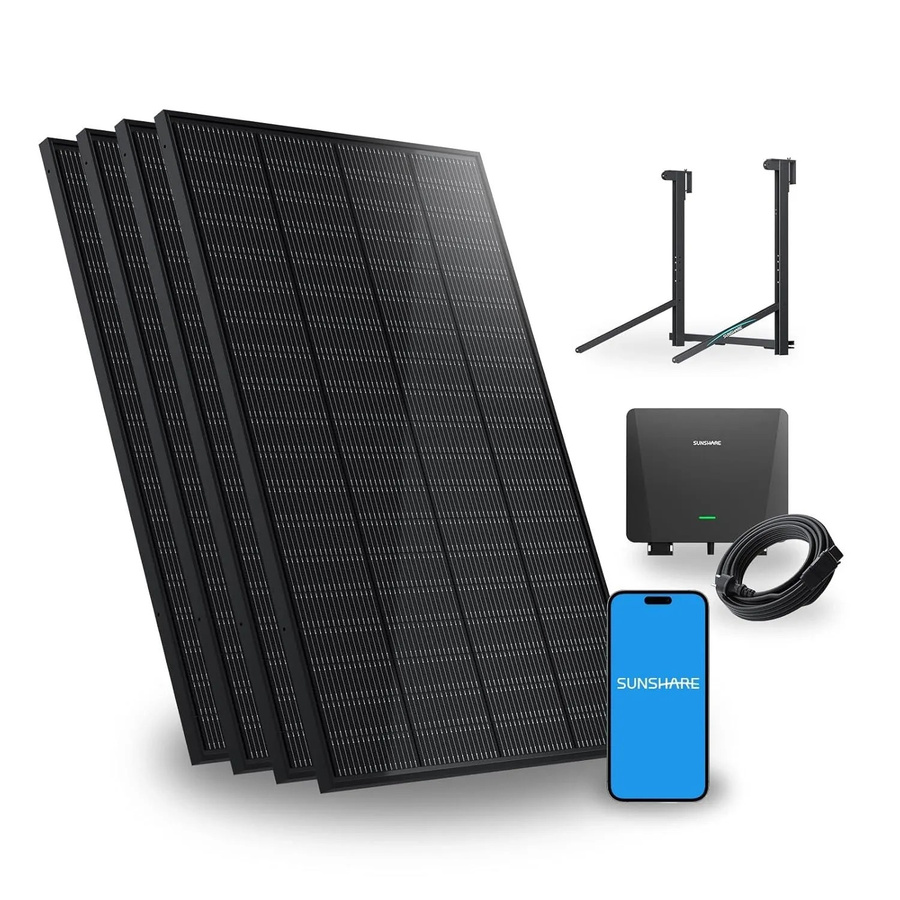 Sunshare Ray 800W Balkonkraftwerk mit Halterung für Brüstungs- und Glasbalkone in Schwarz - Bild 2