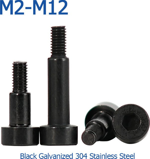 AZKD Schulterschraube mit Innensechskant aus schwarz verzinktem 304 Edelstahl, Sechskant-Bolzen in verschiedenen Größen M2 bis M12 - Bild 1
