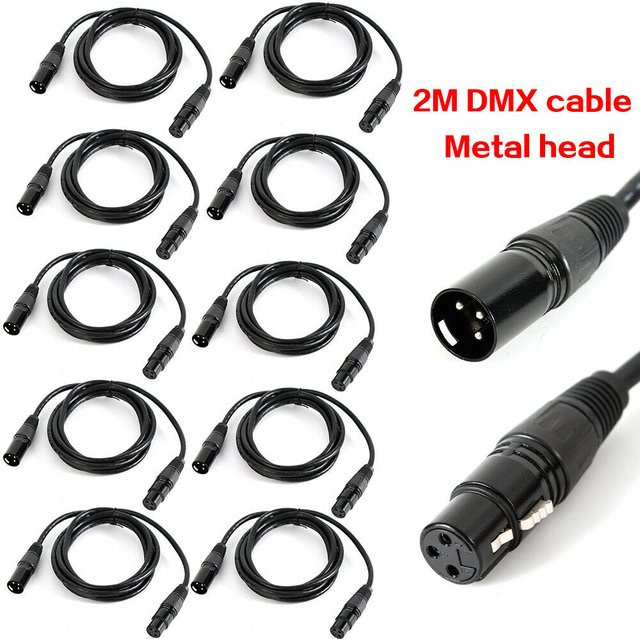 Bymaocar DMX512 Signalkabel 10er-Pack, 3-Pin XLR Stecker auf Buchse, 110 Ohm, Schwarz, Länge: 2 m - Bild 1