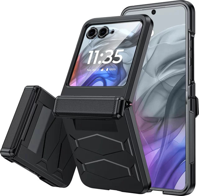 Motorola Razr Handyhülle mit robustem Scharnierschutz und rutschfester Textur in Schwarz - Bild 1