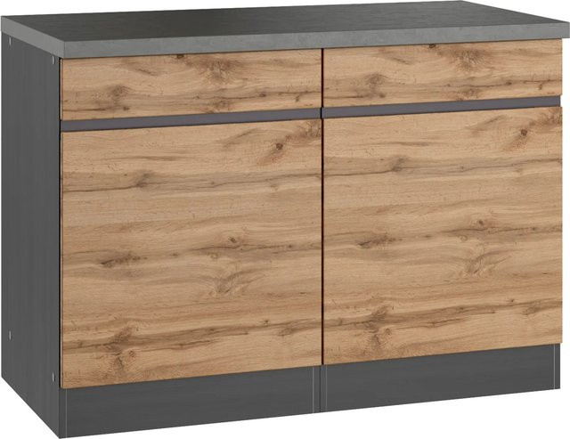 Küchenunterschrank Turin von Held Möbel in Wotaneiche und Graphit, Breite: 120 cm, Höhe: 86 cm, Tiefe: 60 cm - Bild 1